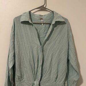 Free People Teal Tunic Wrap Dress Boho Summer Vacation Size Small